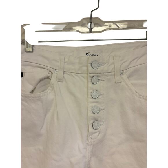 Kancan Cammie High Rise Straight Leg Jeans White Button Fly Frayed Hem Size 26 - Picture 4 of 7